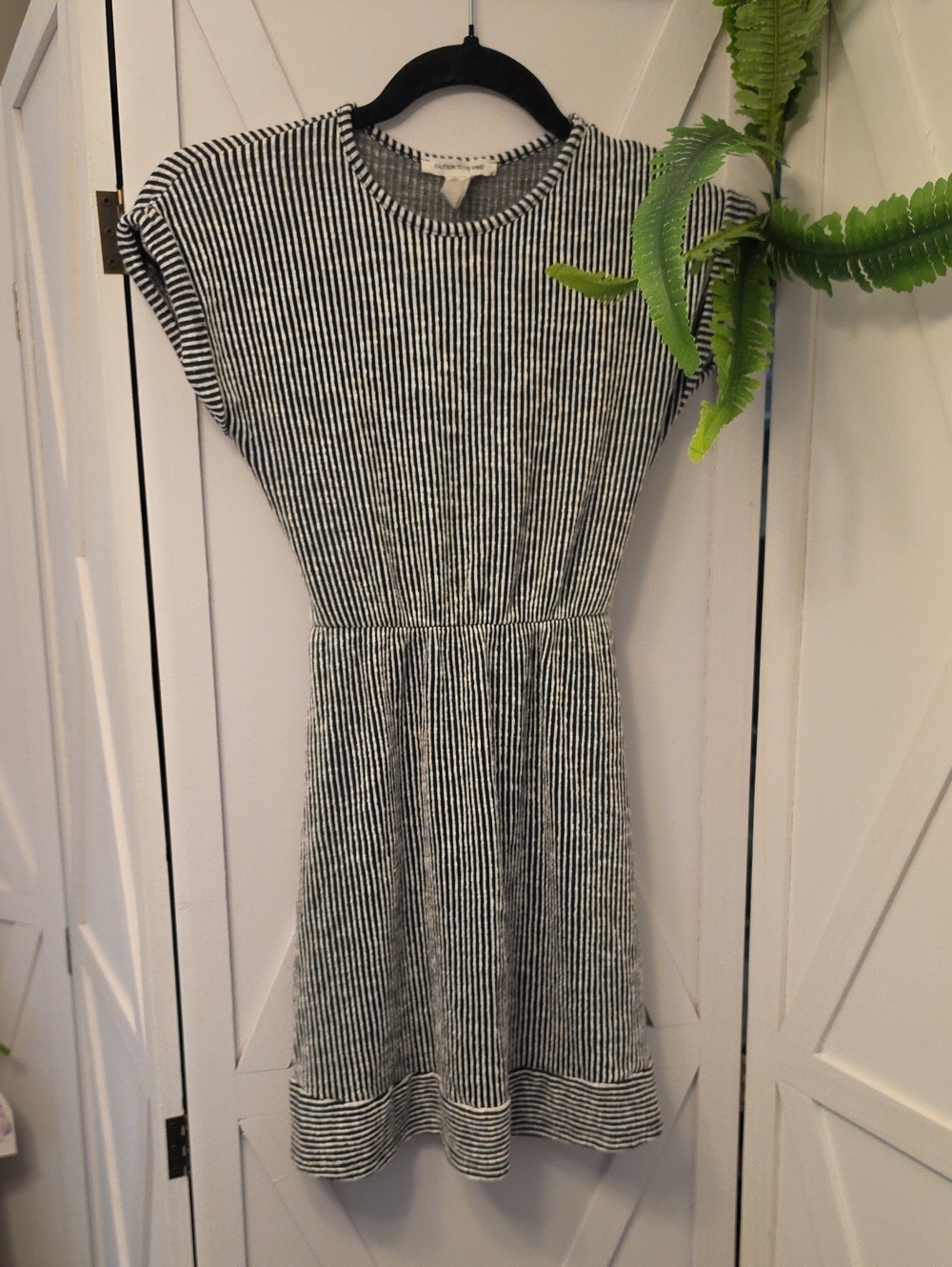 Caution To The Wind Black and White Striped Short-Sleeve Dress